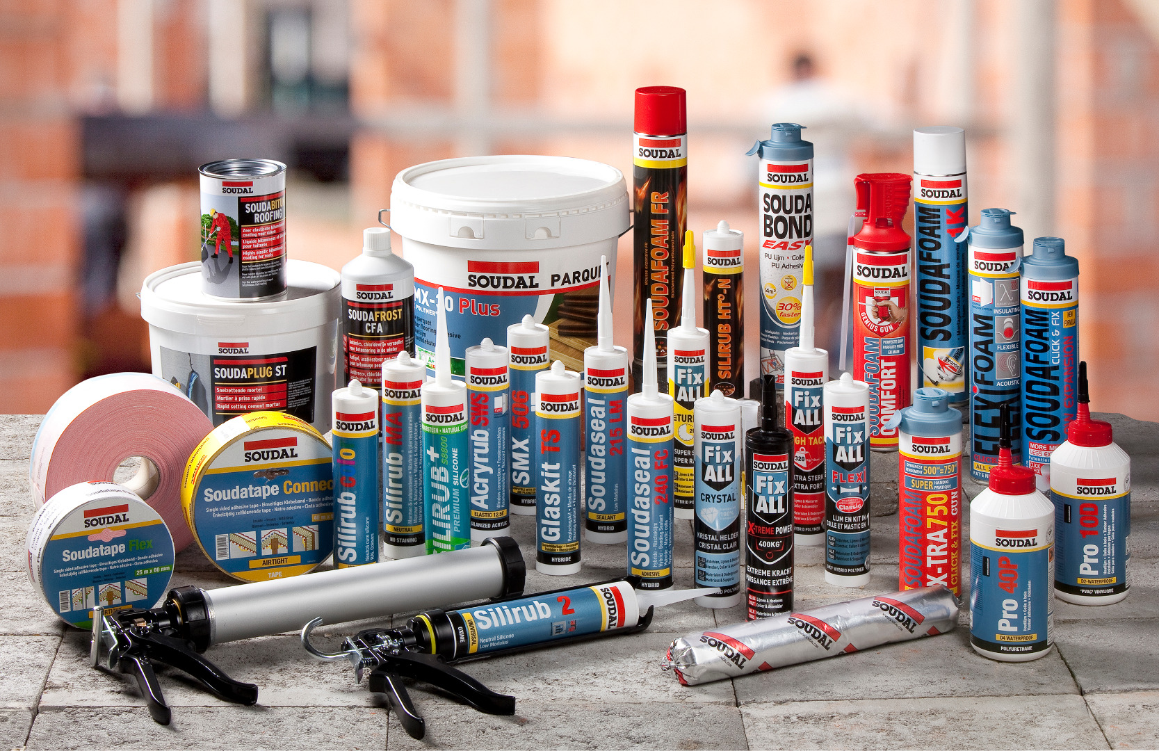Soudal kitten en lijmen, waaronder Silirub